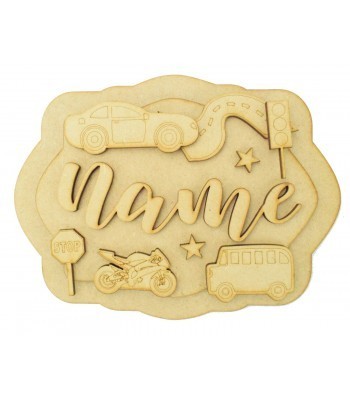 Laser Cut Personalised 3D Layered Rectangle Plaque - Vehicles Themed